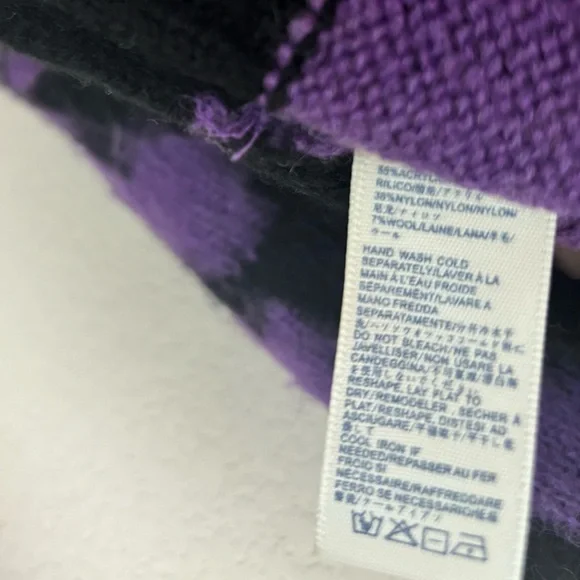 Rebecca Minkoff Purple and Black Gordon Leopard Print Crewneck Fuzzy Sweater M - Picture 8 of 9